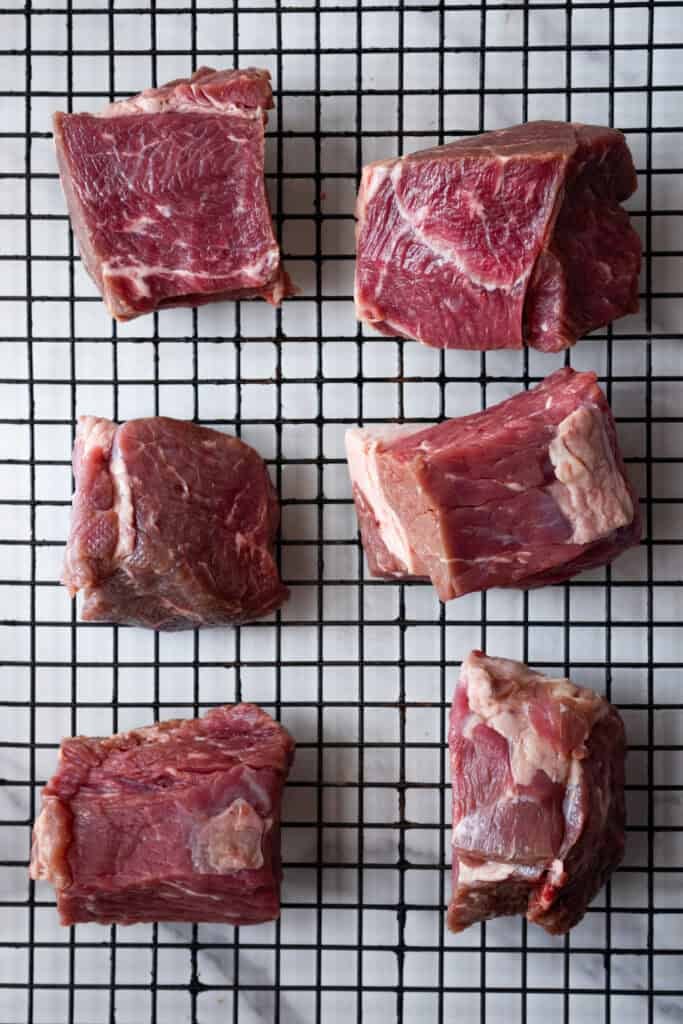 Cubed chuck roast.