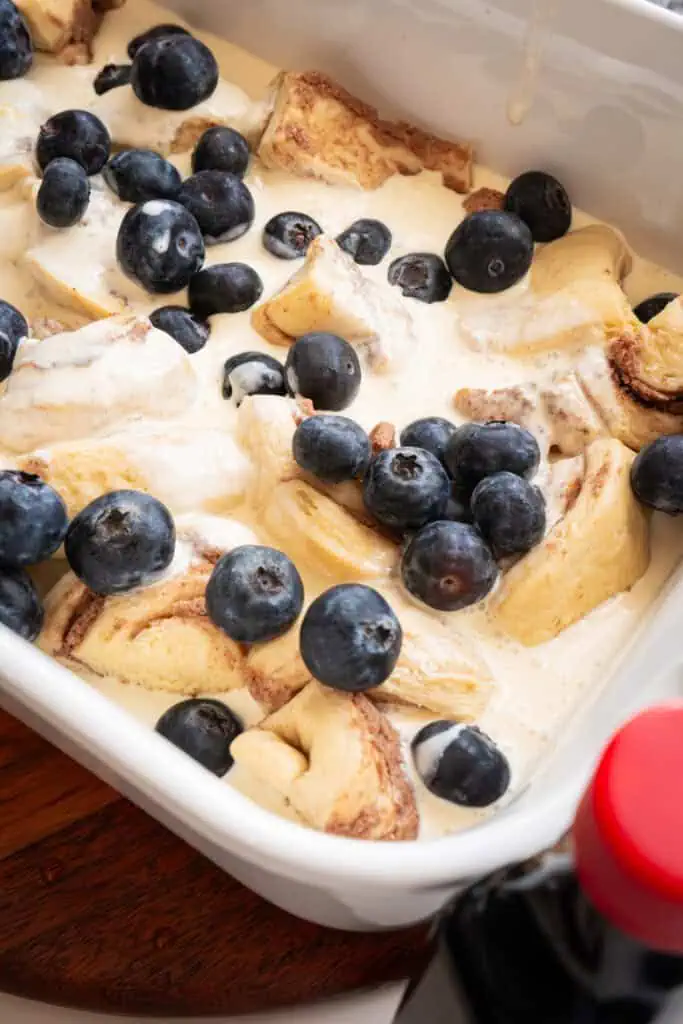 Blueberry Cinnamon Roll Casserole.