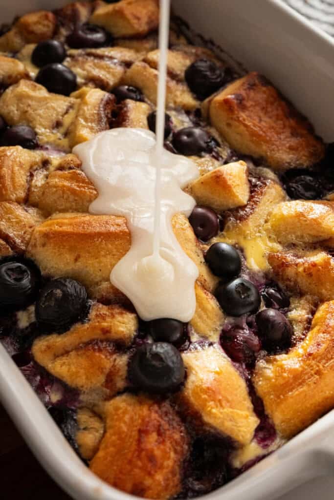 Blueberry Cinnamon Roll Casserole.