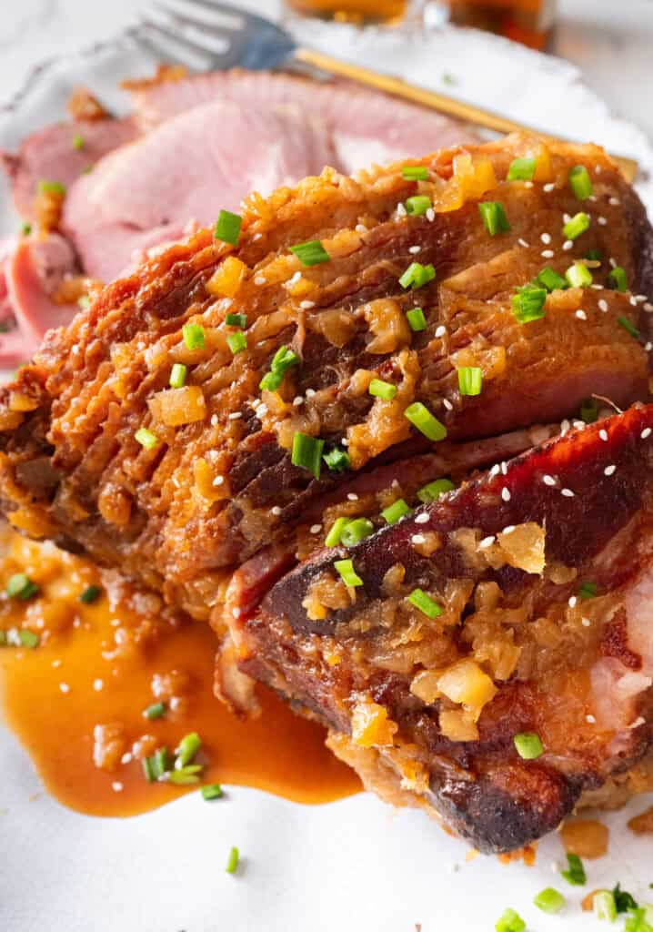 Pineapple Bourbon Glazed ham.