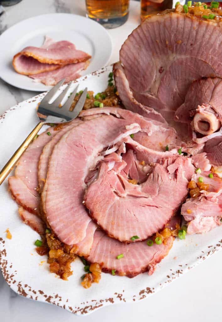 Pineapple Bourbon Glazed Ham.