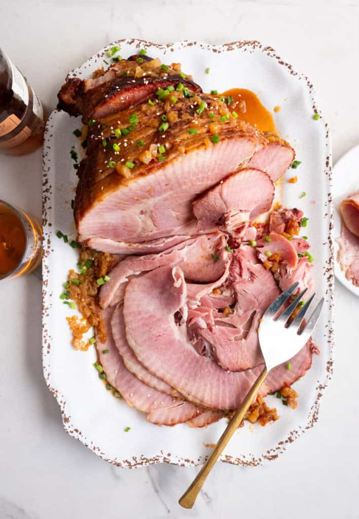 Pineapple Bourbon Glazed Ham.