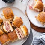 Smoked ham and cheese sliders.