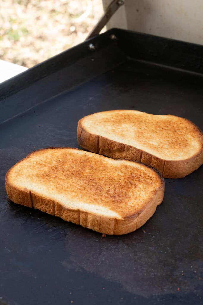 bread toasted on the griddle.