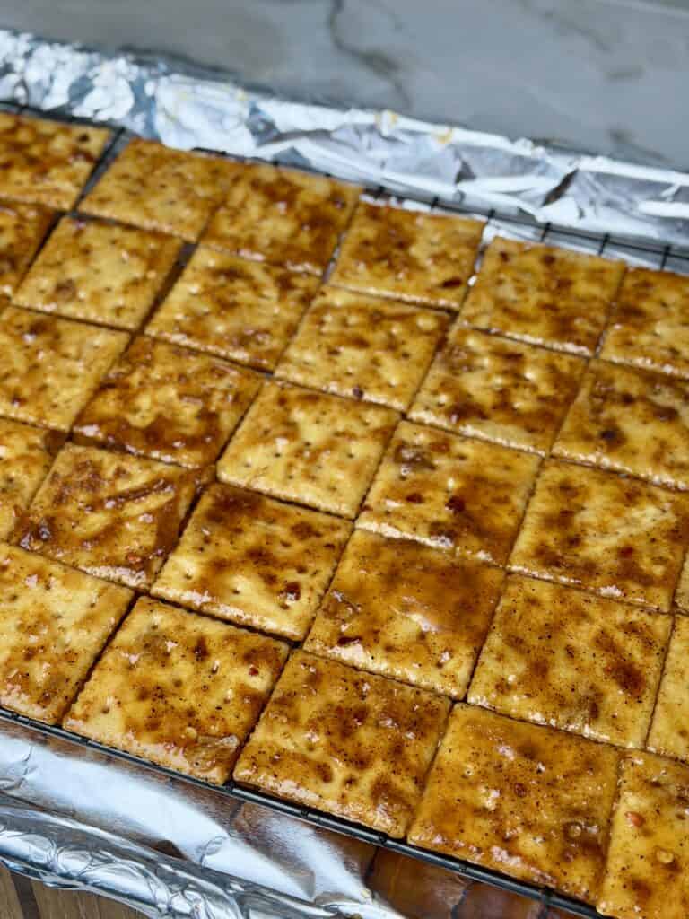 Nashville Hot crackers on a wire rack.