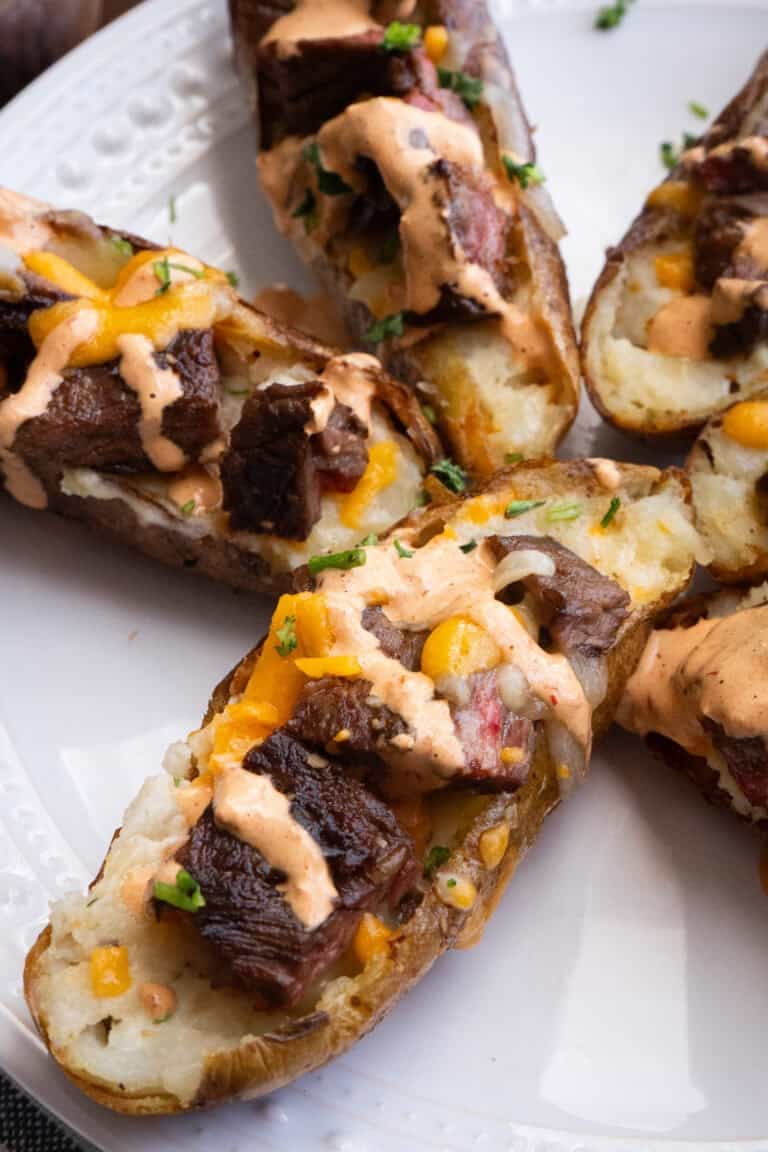 Steak Loaded Potato Skins.