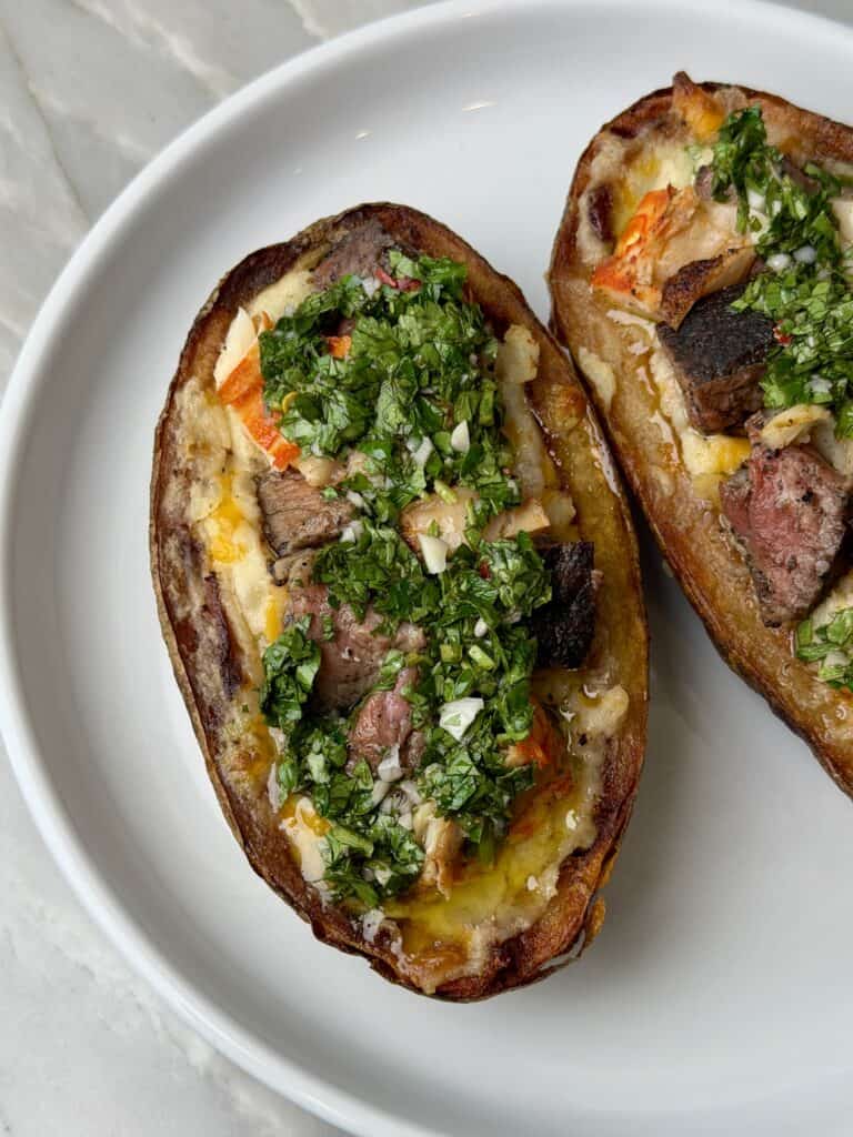 Steak and Lobster Potato Skins