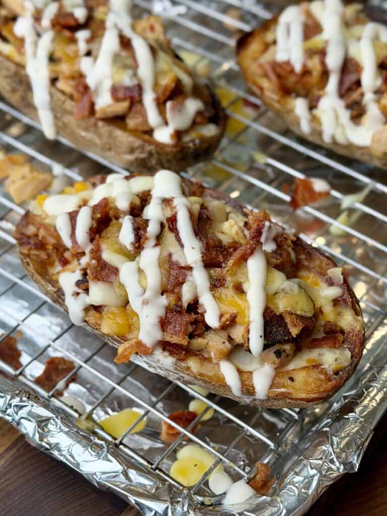 Chicken Bacon Ranch Potato Skins.