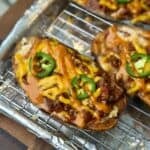 Chili Cheese Loaded Potato Skins.
