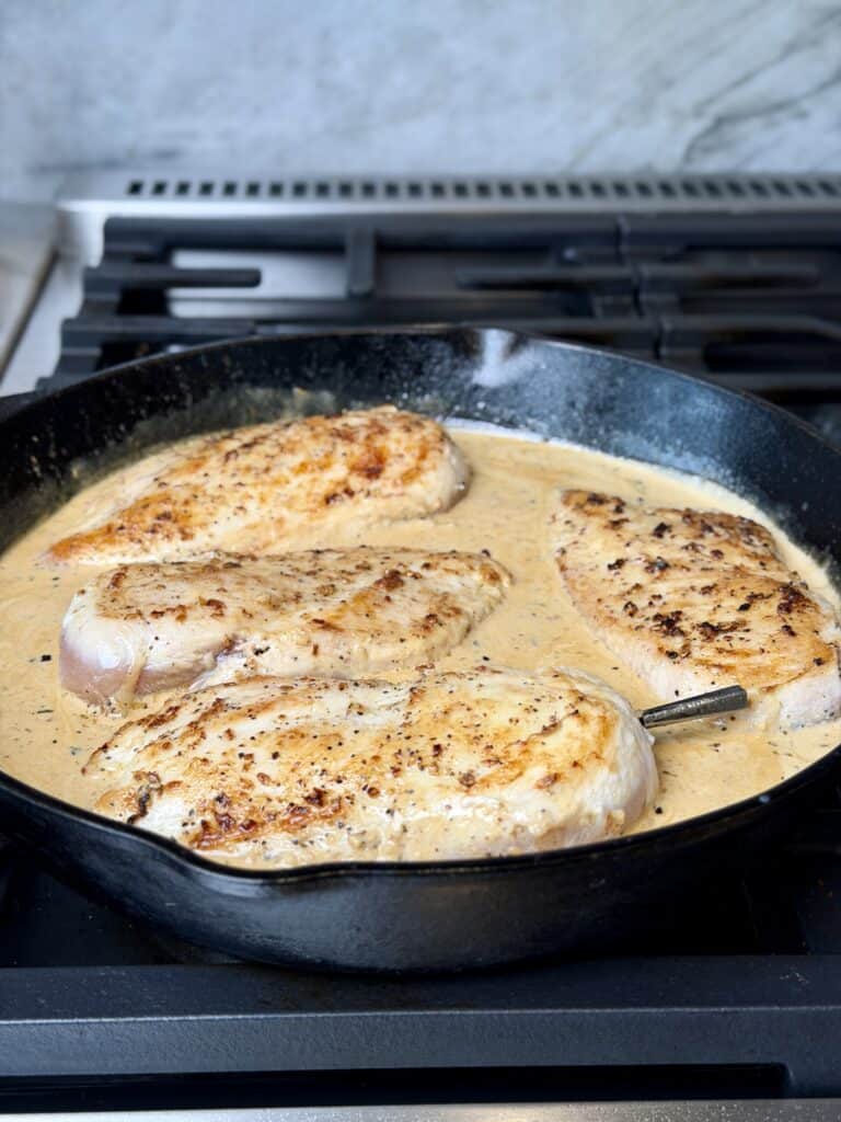 Marry Me Chicken in a skillet.