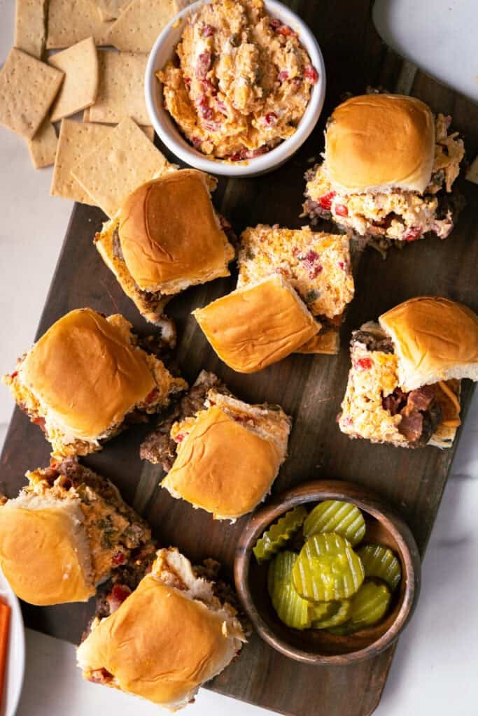 Pimento Cheeseburger Sliders.