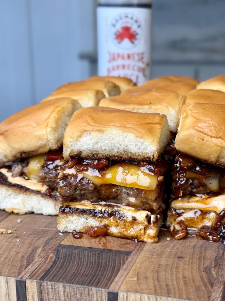 Hot Honey Bacon Jam Burger Sliders