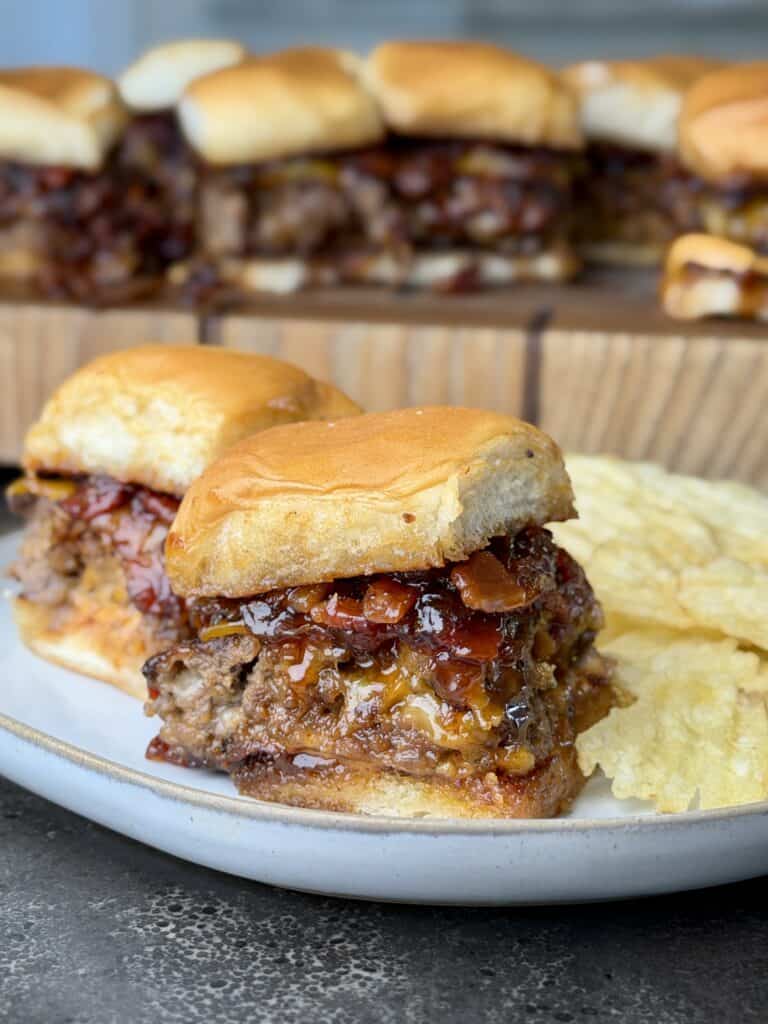 Hot Honey Bacon Jam Burger Sliders
