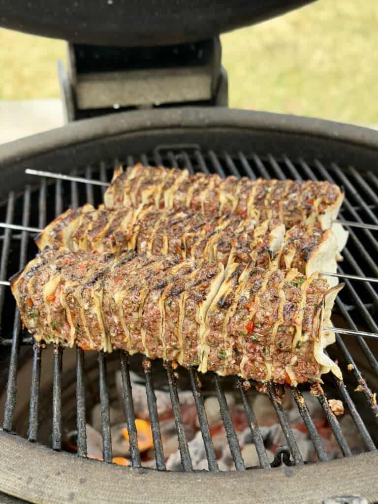 Grilling Beef on tortillas.