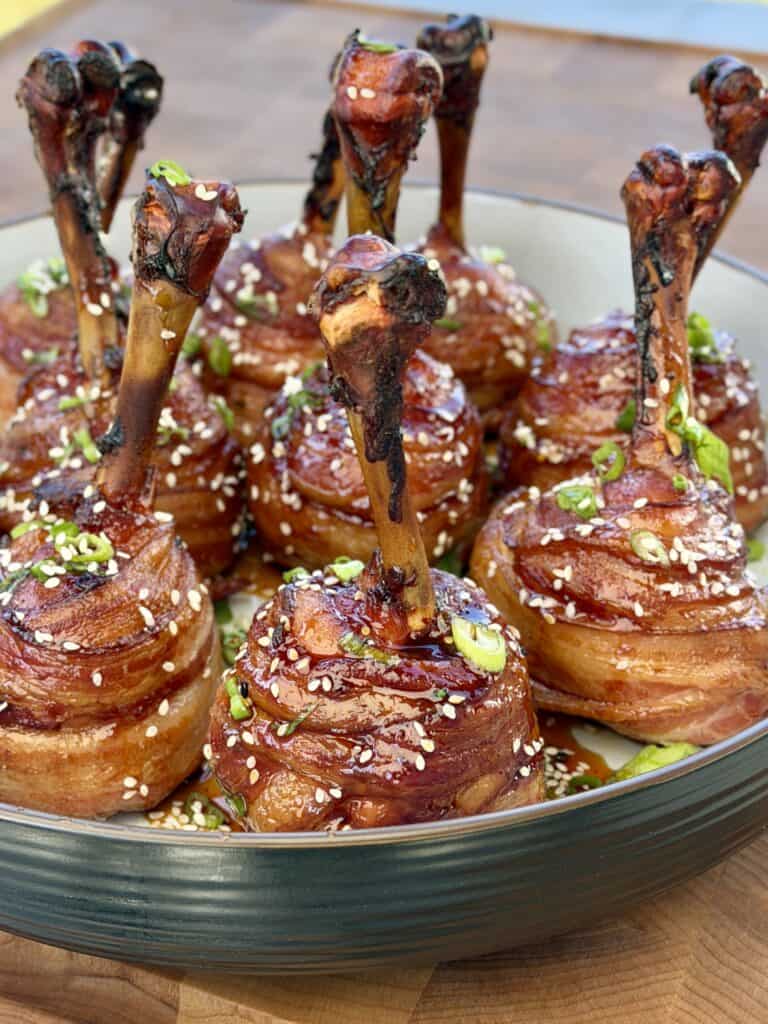 Smoked Chili Sesame Chicken Lollipops.