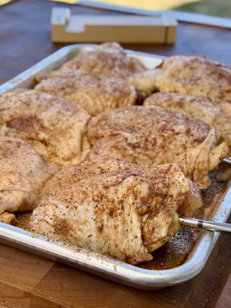 Season before marinating.