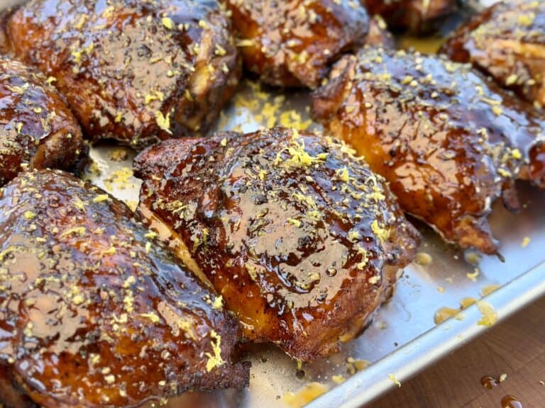 Smoked Lemon Pepper Chicken Thighs.