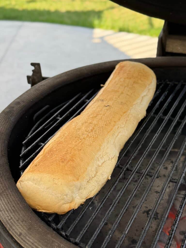 French bread being grilled.