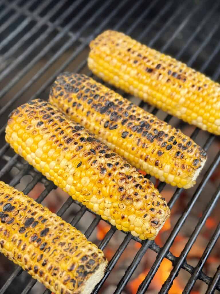Sweet corn cooking on the grill.