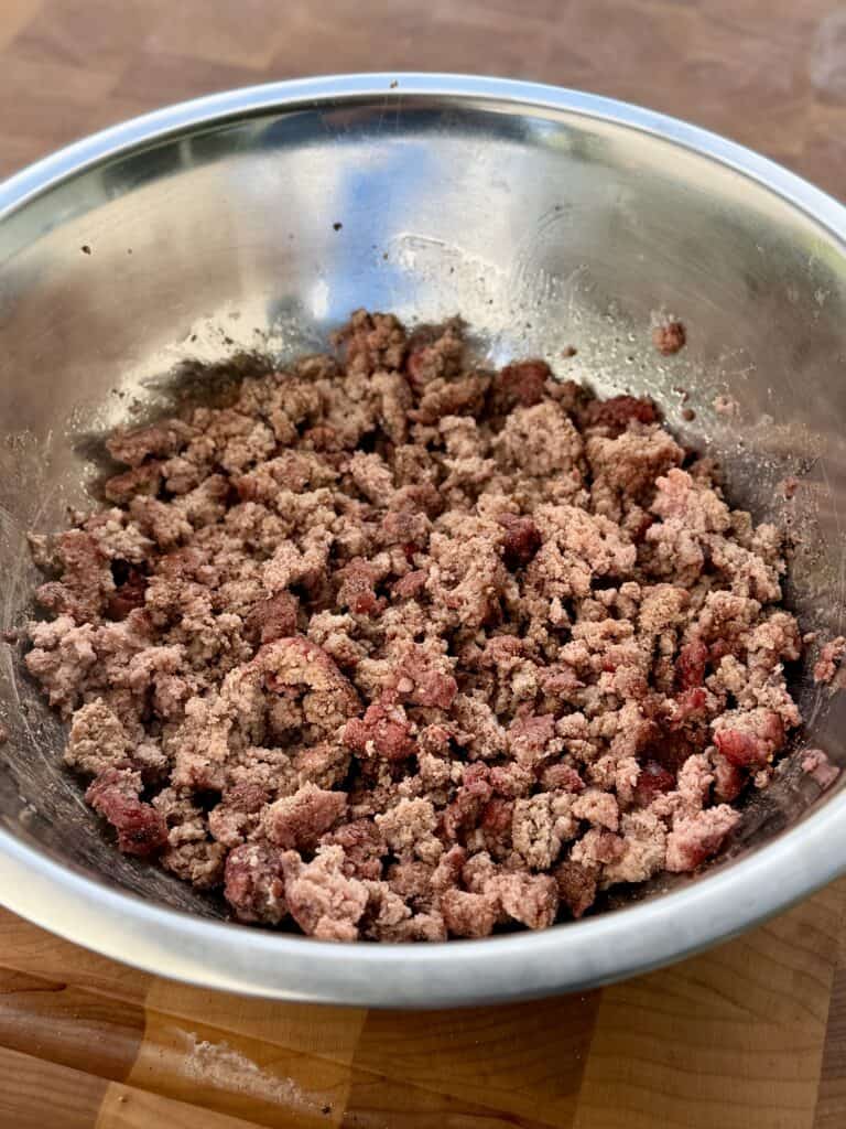 Chopped Burger patties.