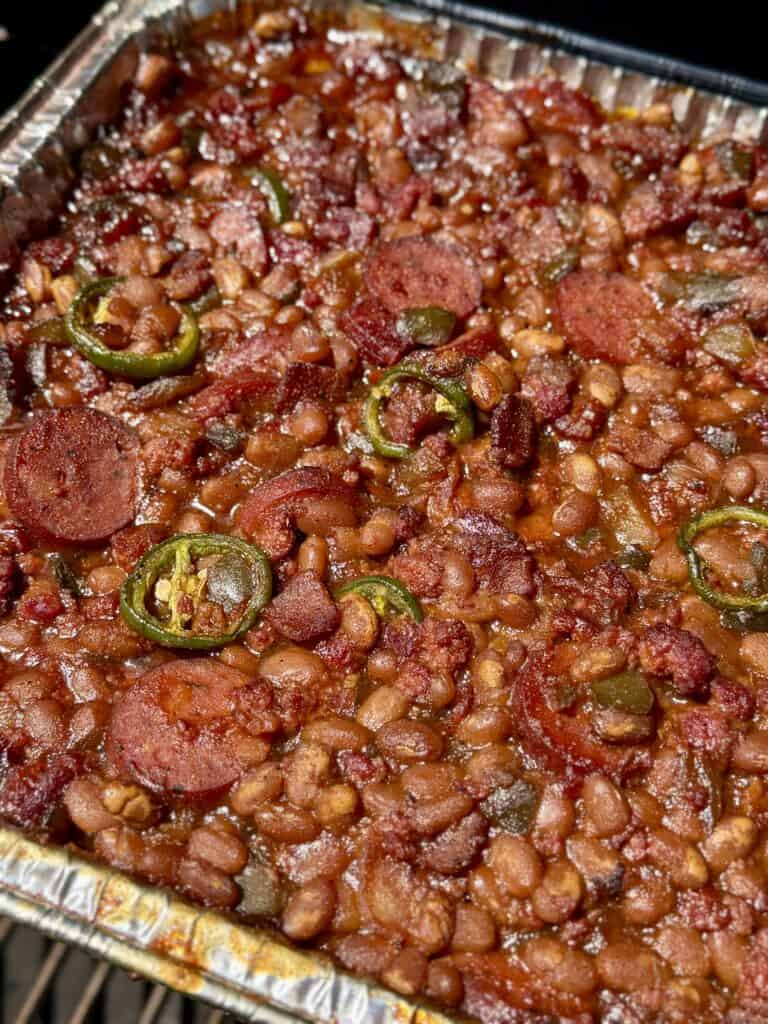 Smoked Spicy Baked Beans.