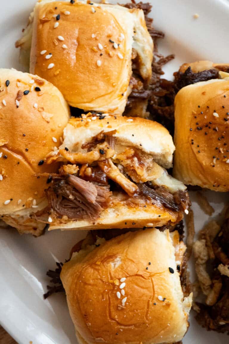 BBQ Beef Sliders on plate.
