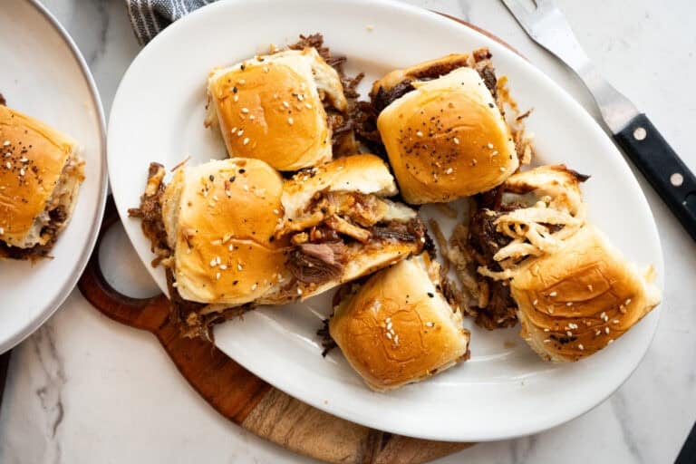 BBQ Beef Sliders on platter.