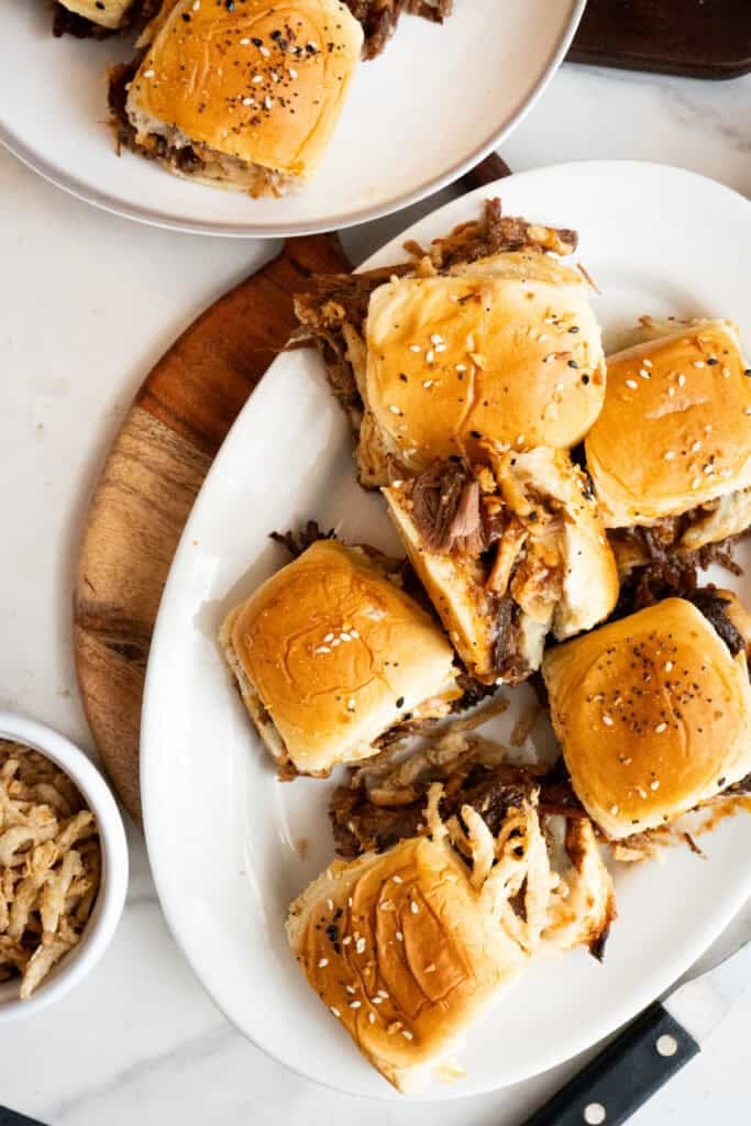 BBQ Beef Sliders on dish.