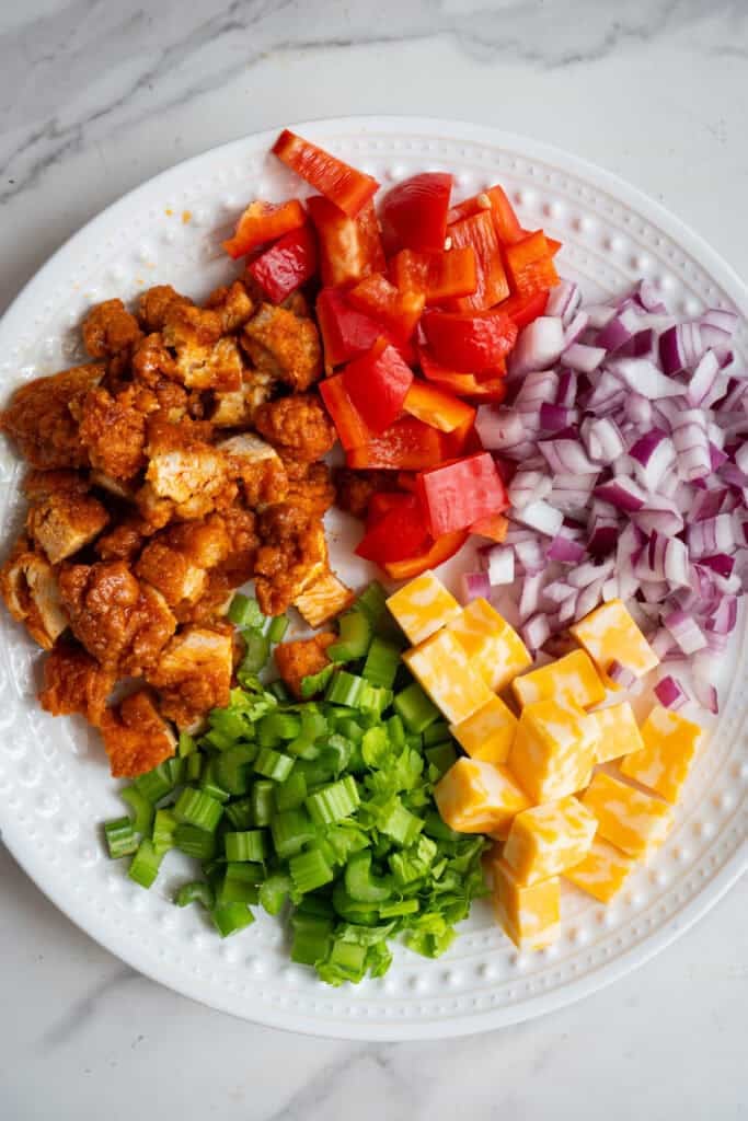 Ingredients cut on a plate.