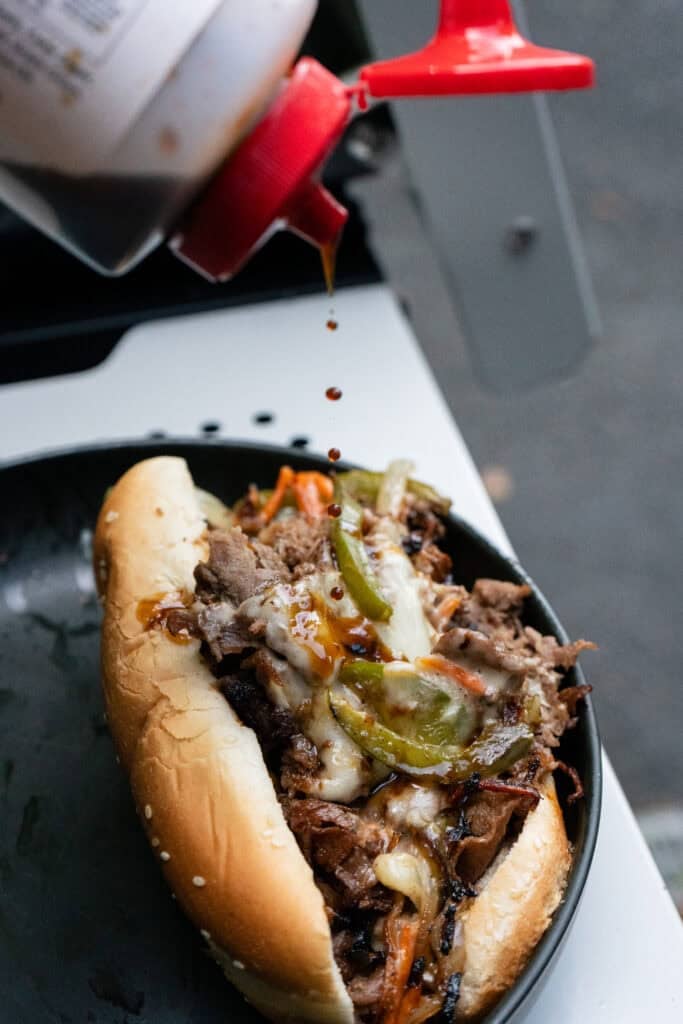 Japanese Style Cheesesteak Recipe with Bachans Sauce.