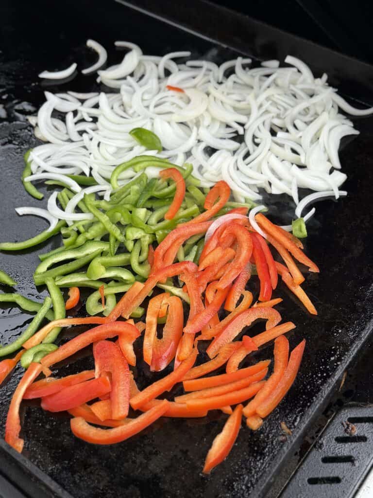 Slice peppers thin.