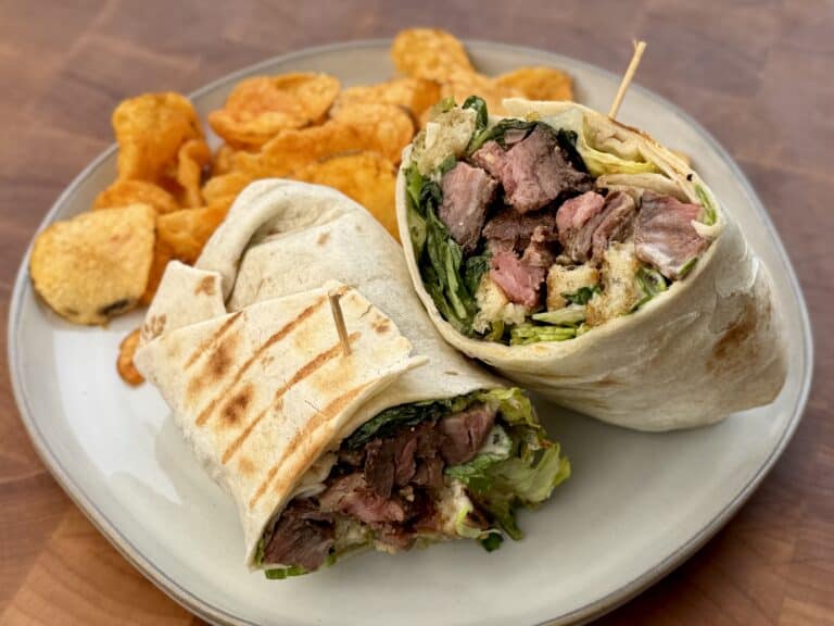 Grilled Steak Caesar Salad Wrap.