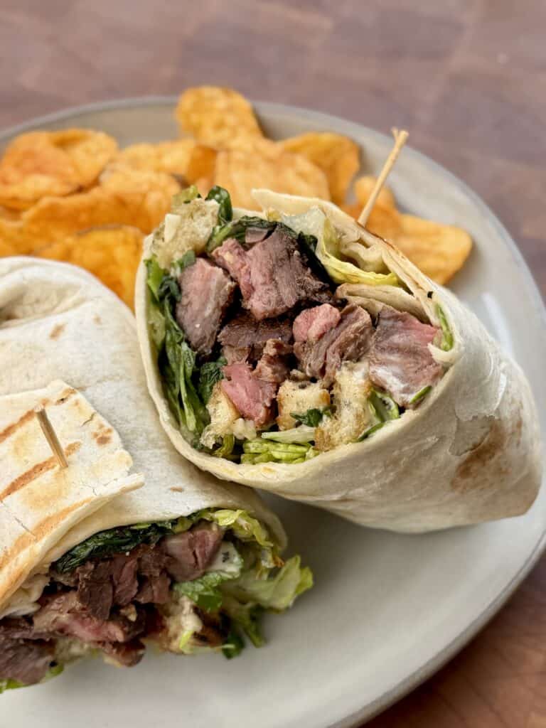 Grilled Steak Caesar Salad Wrap.