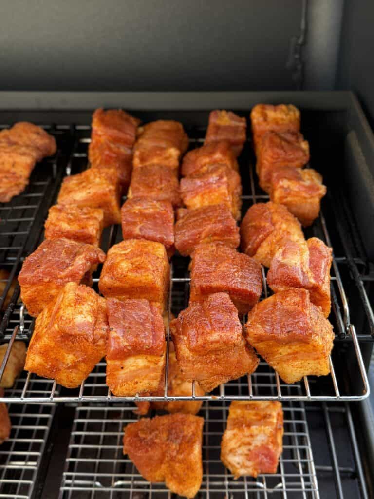 Put Pork Belly on wired rack in smoker.