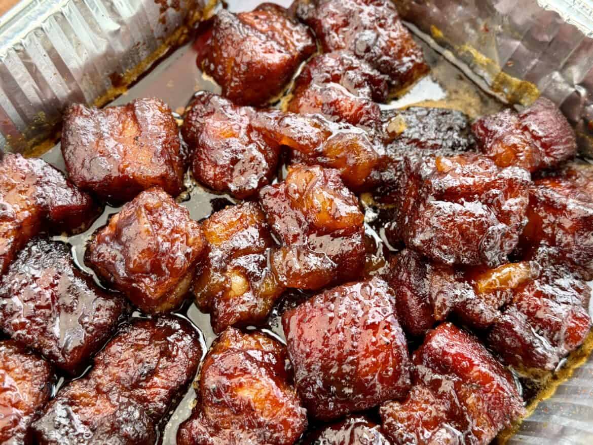 Peach Bourbon Pork Belly Burnt Ends Peach Bourbon Pork Belly.