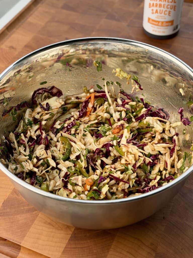 Mixed Coleslaw Ingredients in bowl.