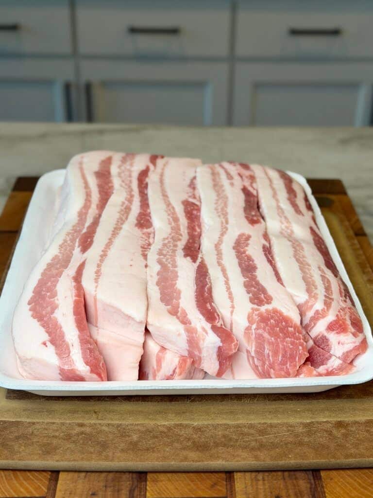 Pork Belly Cut in strips.
