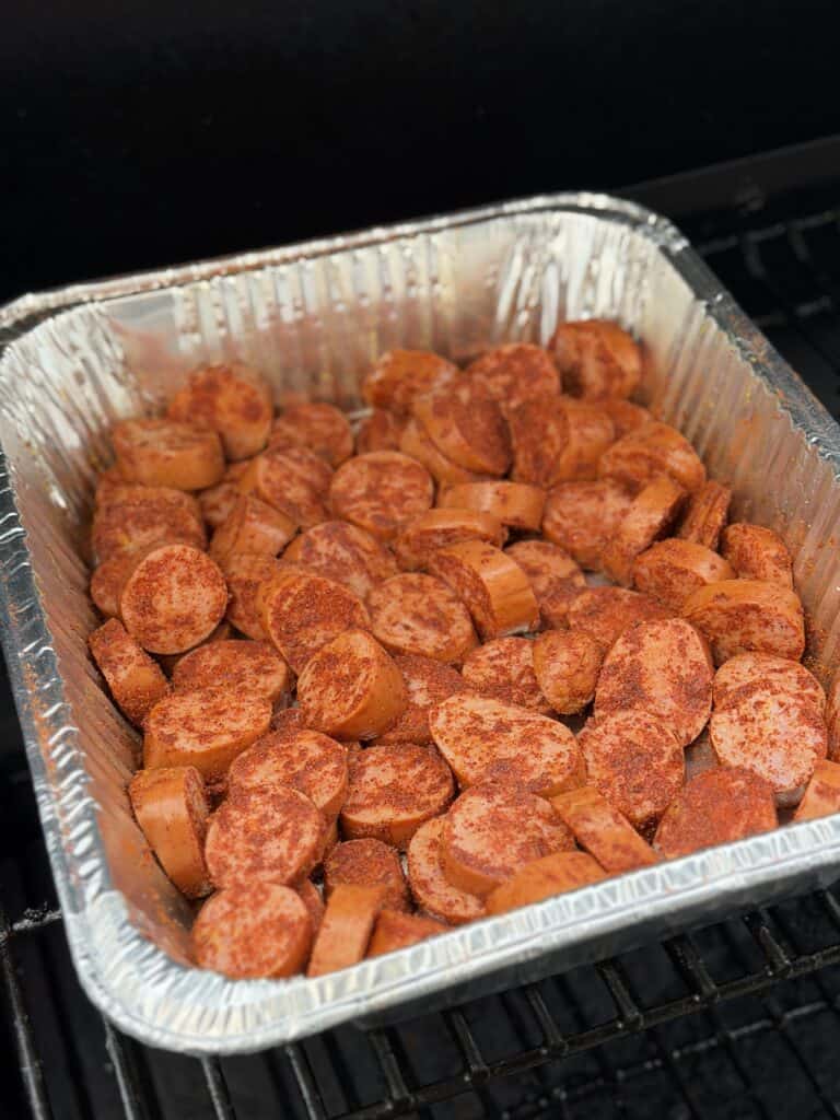 Seasoned Sausage in Pan.