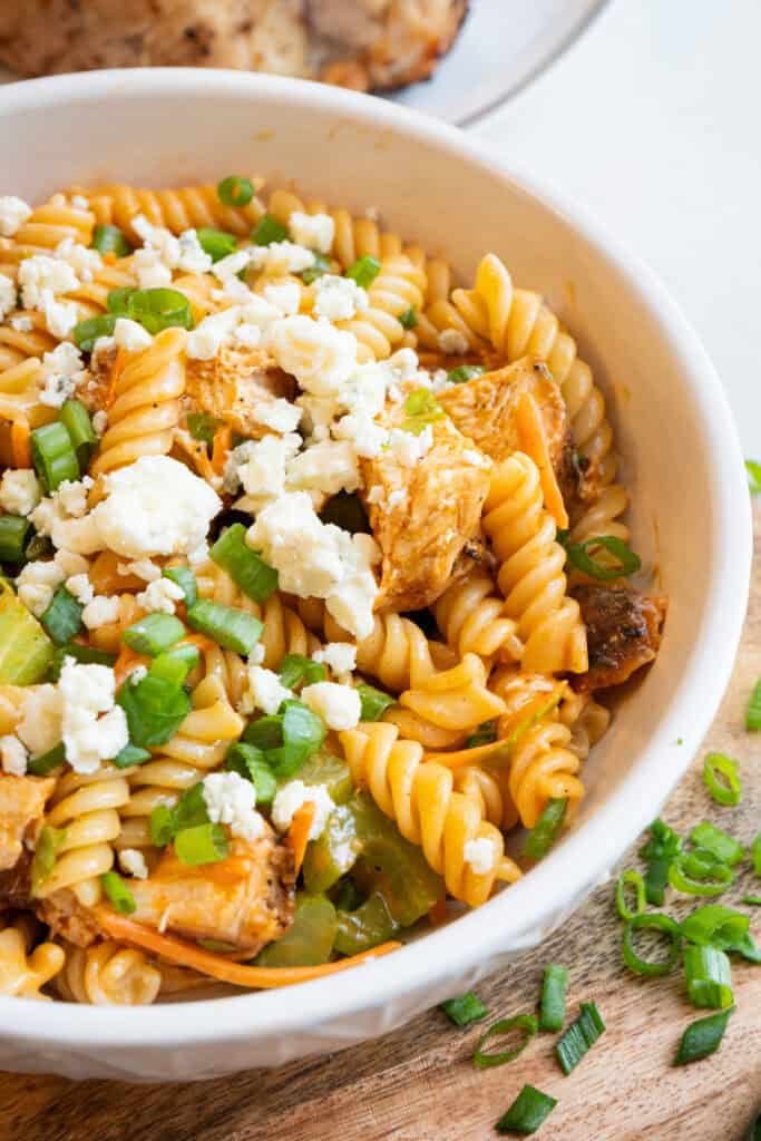 Buffalo Chicken Pasta Salad with Blue Cheese.