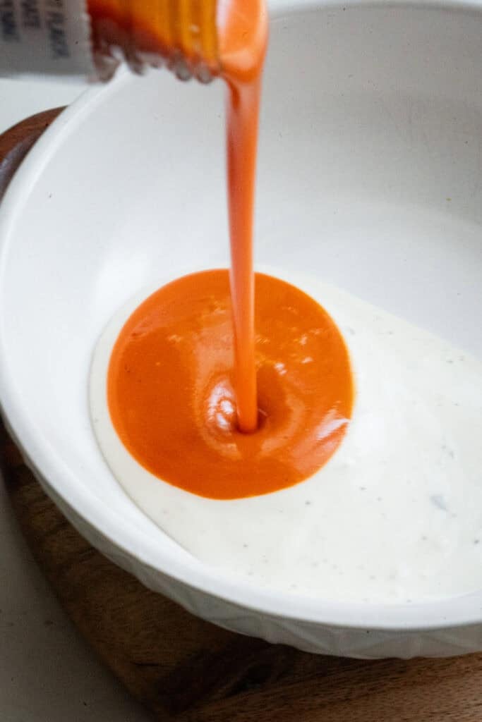 Buffalo Dressing Mixed in Bowl.