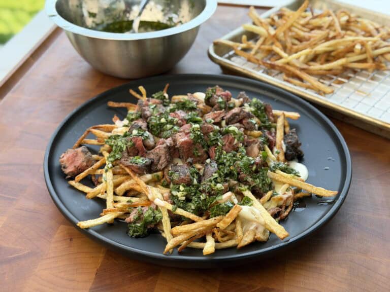 Grilled Steak Frites with Chimichurri.