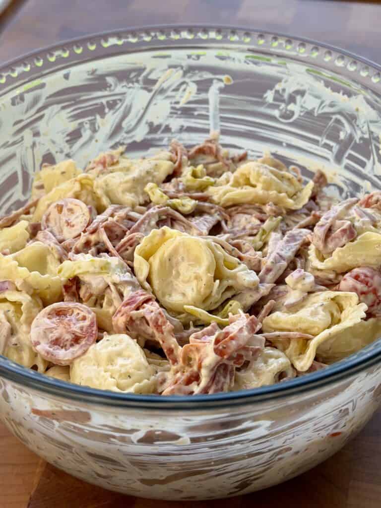 Italian Grinder Tortellini 
Mixed in bowl.