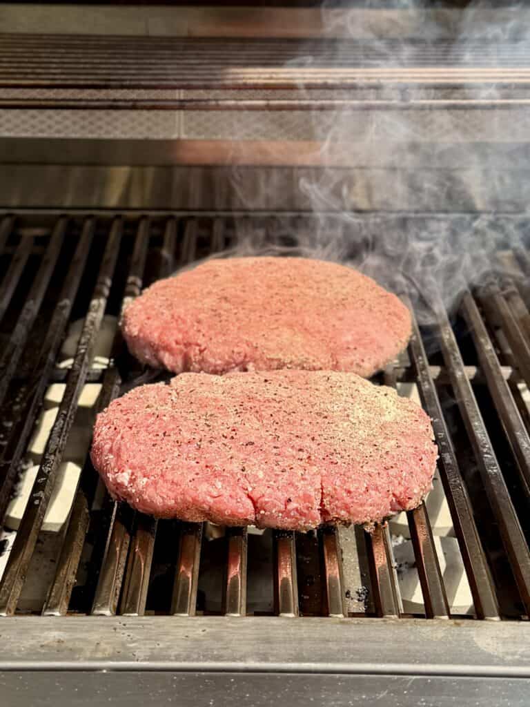 Fresh Burger on Grill.