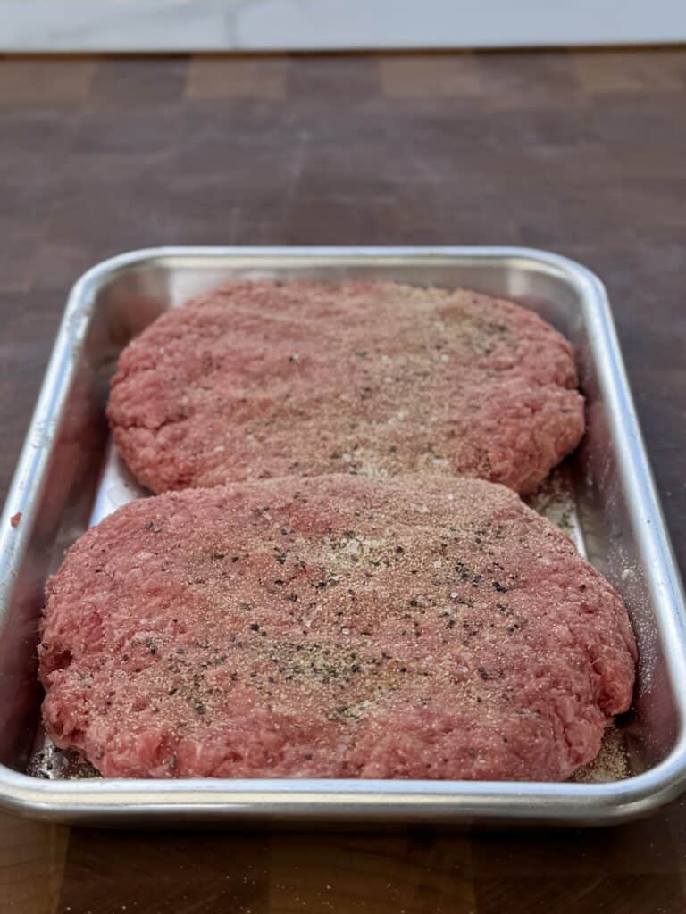 Hamburger Patties Formed in pan.