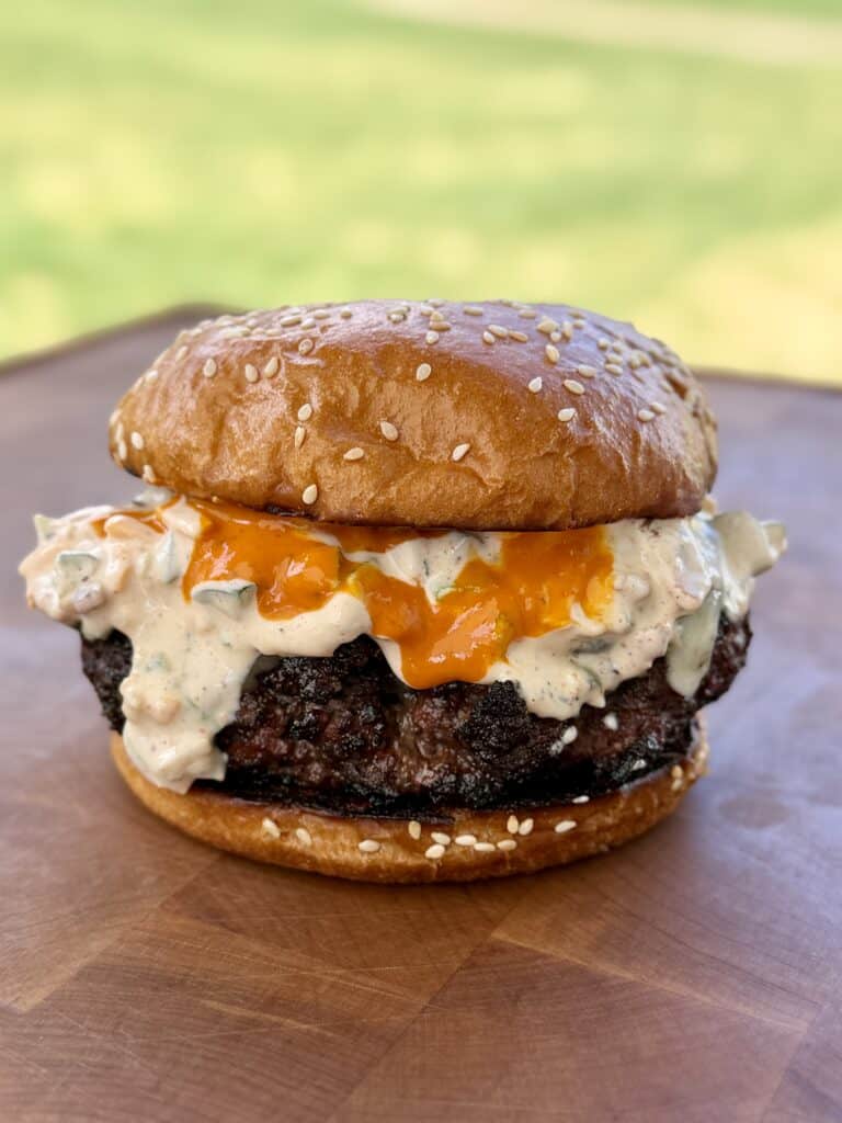 Pickle Dip Grilled Burgers.