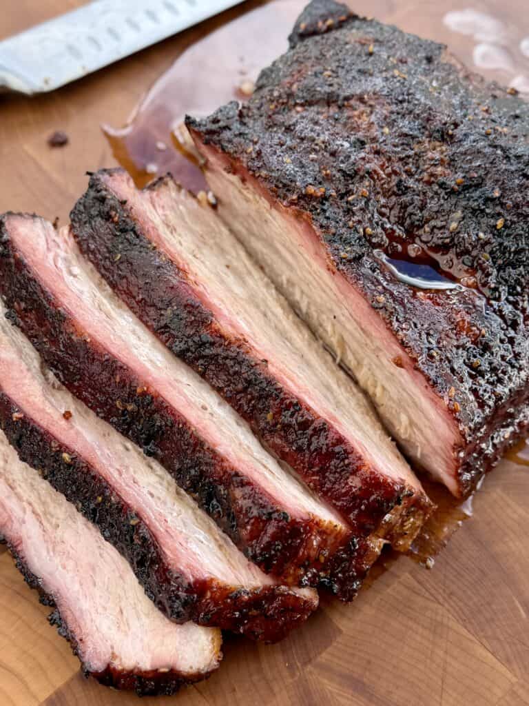 Pork Belly meat cut in slices.