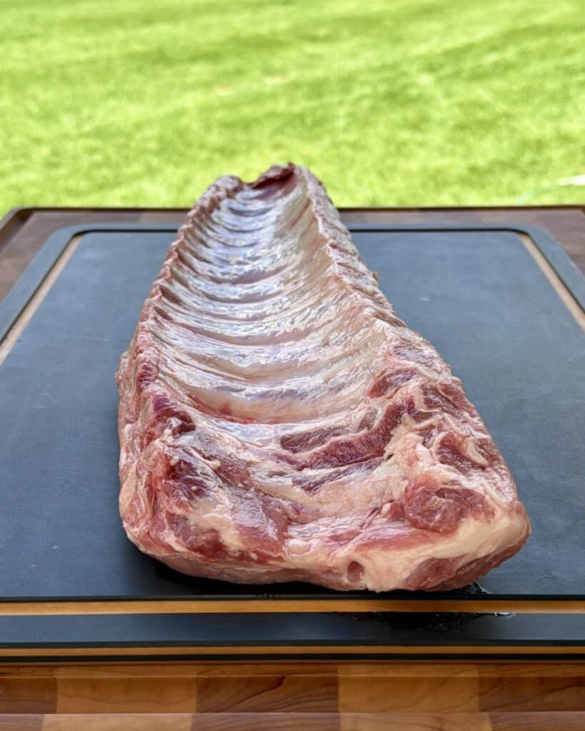 Rack of Ribs on Cutting Board.