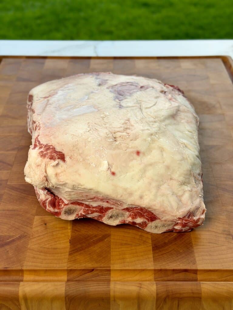 Fat on Beef Ribs on Cutting Board.