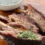 Smoked Beef Ribs with Chimichurri.