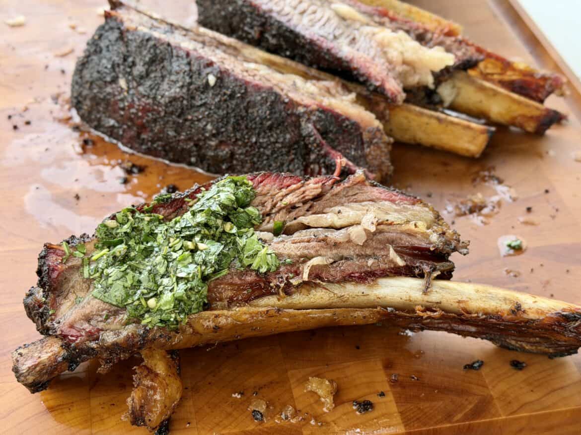 Smoked Beef Ribs with Chimichurri Smoked Beef Ribs with Chimichurri.